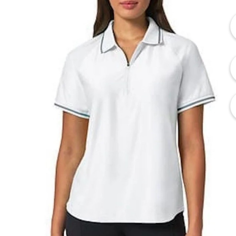 Mondetta Women's Active 1/4-Zip Short Sleeve Mesh Polo Shirt White Sz XXL Golf